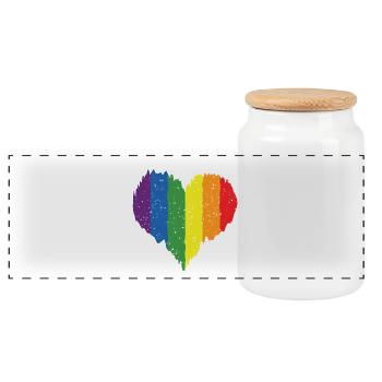 Regenbogen Herz Pride Flagge Farben LGBTQ+ Grunge - Panorama Keksdose mit Holzdeckel - Weiß - Vorne