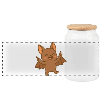 Bébé chauve-souris souriante - Boîte à biscuits avec couvercle en bois - blanc - Devant