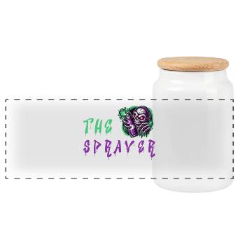 Keep Calm – The Sprayer - Panoramic Cookie Jar with Wooden Lid - white - Front