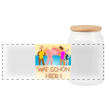 FRAUEN STRAND SONNENUNTERGANG - Panorama Keksdose mit Holzdeckel - Weiß - Vorne
