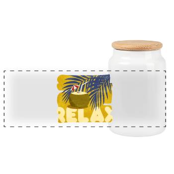 Relaxed, summer, comical, cocktail atmosphere - Panoramic Cookie Jar with Wooden Lid - white - Front