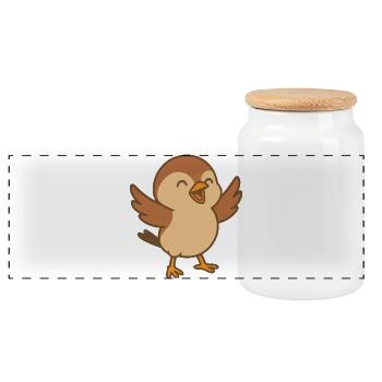 Little lucky sparrow - Panoramic Cookie Jar with Wooden Lid - white - Front