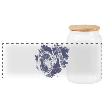 Illustration d’engrenage de vélo rétro - Boîte à biscuits avec couvercle en bois - blanc - Devant