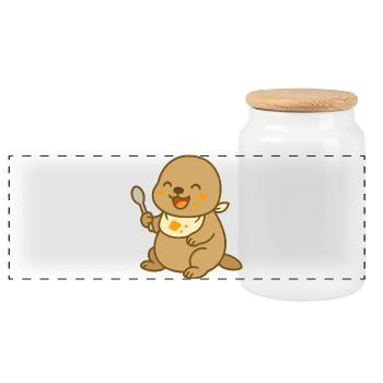 Bébé lion de mer – Drôle d’ami de la mer - Boîte à biscuits avec couvercle en bois - blanc - Devant