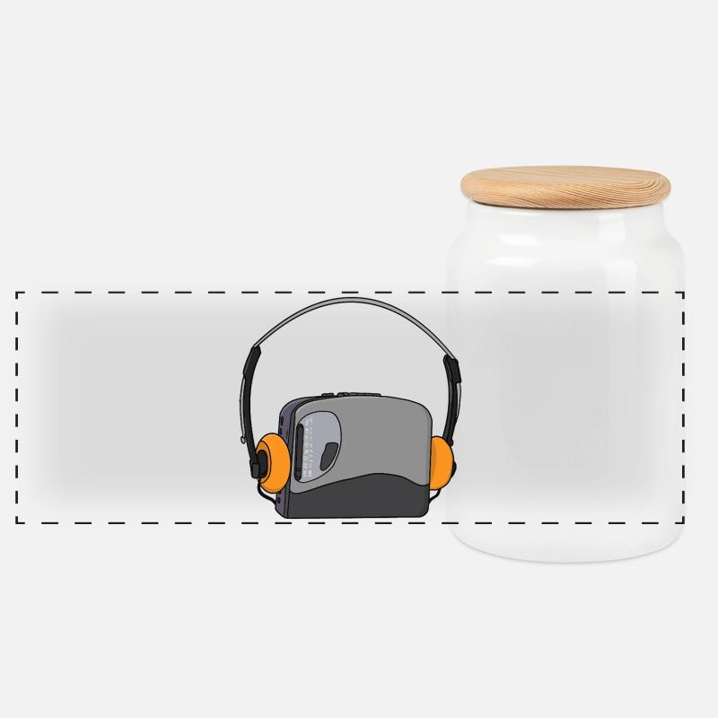 Cooler tragbarer Kassetten-Audio-Player - Panorama Keksdose mit Holzdeckel - Weiß