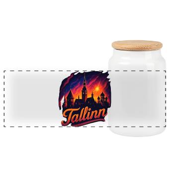 Tallinn Hauptstadt Estland Baltikum Geschenk - Panorama Keksdose mit Holzdeckel - Weiß - Vorne