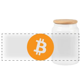 Bitcoin Logo - Panoramic Cookie Jar with Wooden Lid - white - Front