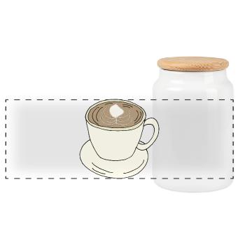 coffee cup - Panoramic Cookie Jar with Wooden Lid - white - Front