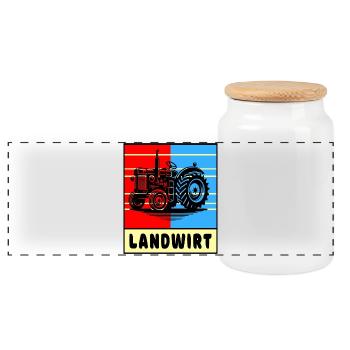 Conception du tracteur agricole - Boîte à biscuits avec couvercle en bois - blanc - Devant