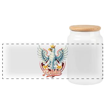 Pologne Polska aigle drapeau drapeau épique cadeau - Boîte à biscuits avec couvercle en bois - blanc - Devant