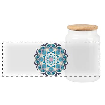Beach day Mandala - Panorama Keksdose mit Holzdeckel - Weiß - Vorne