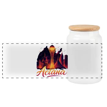 Astana Capital Kazakhstan Cadeau Cool - Boîte à biscuits avec couvercle en bois - blanc - Devant