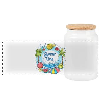 Summer Time Splash - Panoramic Cookie Jar with Wooden Lid - white - Front
