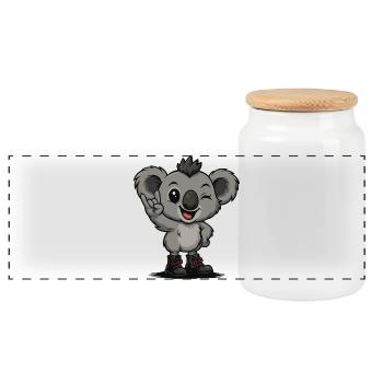 Koala Punk Hero - Panorama Keksdose mit Holzdeckel - Weiß - Vorne