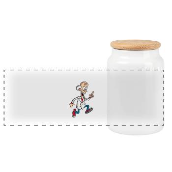 A slightly mad scientist - Panoramic Cookie Jar with Wooden Lid - white - Front