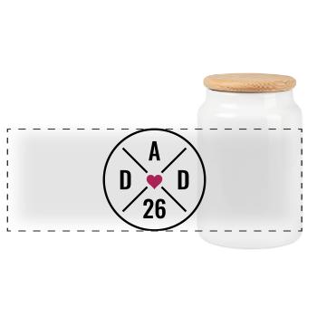 Dad 26 Heart Baby Father Father's Day Gift Dad 2026 - Panoramic Cookie Jar with Wooden Lid - white - Front