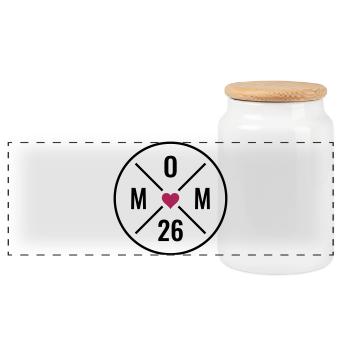 Mom 26 Baby Mutter Muttertag Geschenk Mama 2026 - Panorama Keksdose mit Holzdeckel - Weiß - Vorne