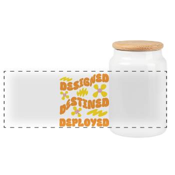 CONÇU DESTINÉ DÉPLOYÉ – Retro Flower Vibes - Boîte à biscuits avec couvercle en bois - blanc - Devant