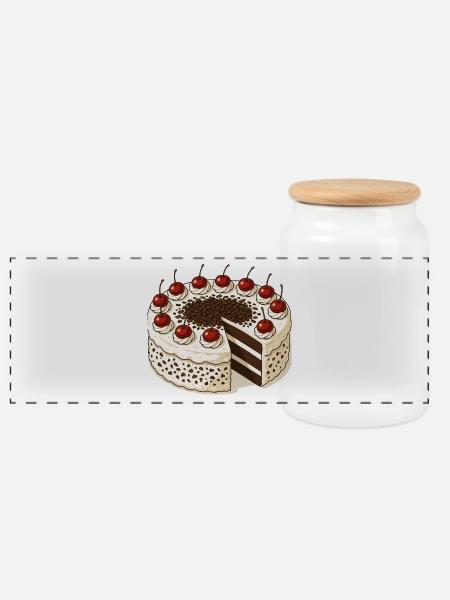 Schwarzwälder Kirschtorte - Panorama Keksdose mit Holzdeckel - Weiß