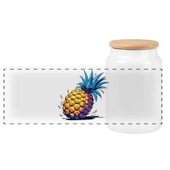 Ananas - Boîte à biscuits avec couvercle en bois - blanc - Devant