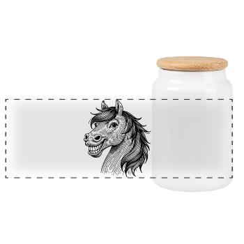 Cheval élégant – silhouette pour les amateurs d’équitation - Boîte à biscuits avec couvercle en bois - blanc - Devant