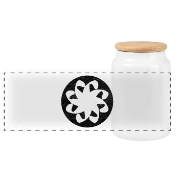 Christian Armenian Symbol of Eternity - Black Circle - Panoramic Cookie Jar with Wooden Lid - white - Front