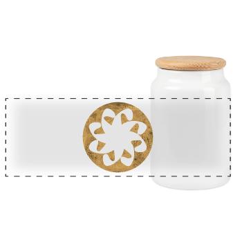 Armenian Christian Symbol of Eternity - Golden Circle - Panoramic Cookie Jar with Wooden Lid - white - Front
