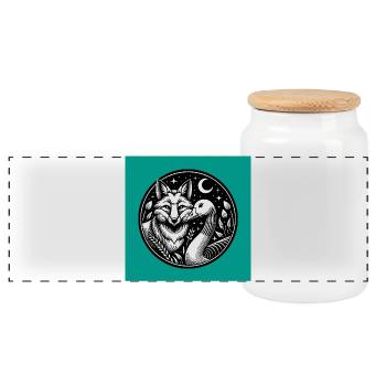 Renard et oie en amitié - Boîte à biscuits avec couvercle en bois - blanc - Devant