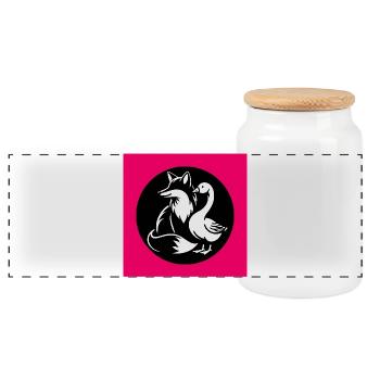 Renard et oie en amitié - Boîte à biscuits avec couvercle en bois - blanc - Devant