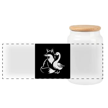 Renard et oie en amitié - Boîte à biscuits avec couvercle en bois - blanc - Devant