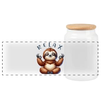 SSW14-RELAX YOGA - Panoramic Cookie Jar with Wooden Lid - white - Front