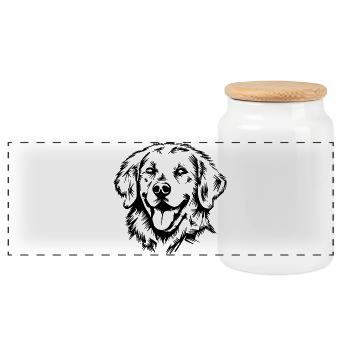 Golden Retriever Labrador - Hunde Illustration - Panorama Keksdose mit Holzdeckel - Weiß - Vorne
