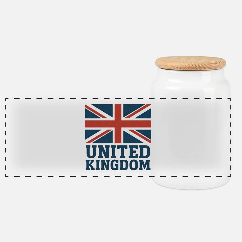 UK Heritage Bold - Panoramic Cookie Jar with Wooden Lid - white