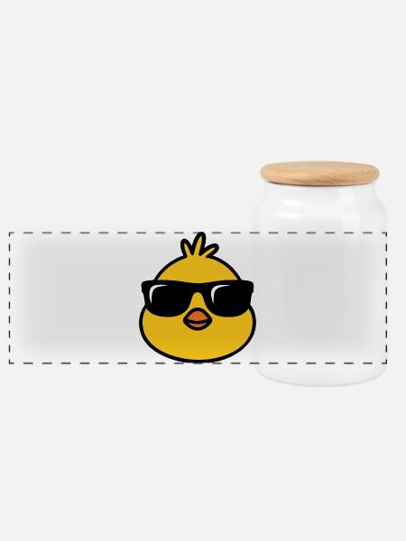 Chick'n'Cool - Panoramic Cookie Jar with Wooden Lid - white