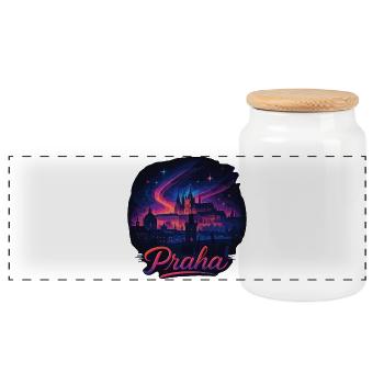 Prague Prague Ville République tchèque Silhouette Cadeau - Boîte à biscuits avec couvercle en bois - blanc - Devant