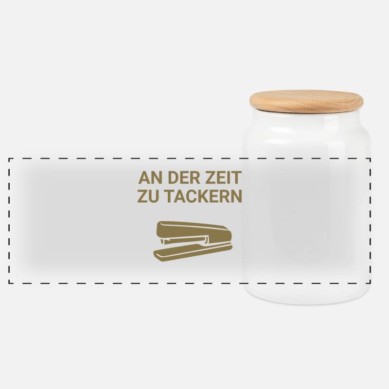 An der Zeit zu tackern - Panorama Keksdose mit Holzdeckel - Weiß