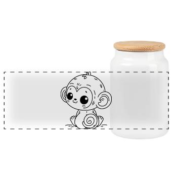 Cooler Monkey – Ambiance de la jungle urbaine - Boîte à biscuits avec couvercle en bois - blanc - Devant