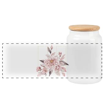 Elegantes Rouge-Blumen-Design - Panorama Keksdose mit Holzdeckel - Weiß - Vorne