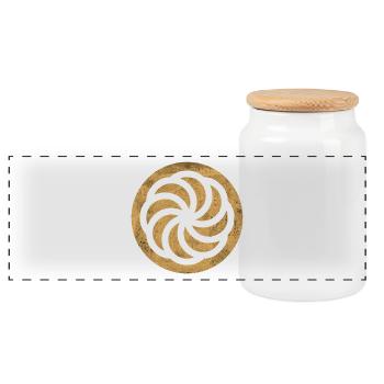 Armenian Eternity Sign in a Golden Circle - Panoramic Cookie Jar with Wooden Lid - white - Front