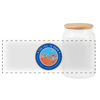 Koalas have unique fingerprints - Panoramic Cookie Jar with Wooden Lid - white - Front