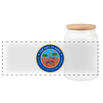 A zebra's stripes are unique - Panoramic Cookie Jar with Wooden Lid - white - Front