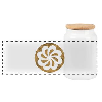Spirale d'éternité arménienne dans un cercle doré - Boîte à biscuits avec couvercle en bois - blanc - Devant