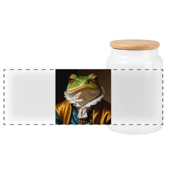 La Grenouille Noble – Royal Amphibian Chic - Boîte à biscuits avec couvercle en bois - blanc - Devant
