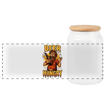 Bier Hunger Design - Panorama Keksdose mit Holzdeckel - Weiß - Vorne