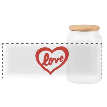 Cœur amoureux - Boîte à biscuits avec couvercle en bois - blanc - Devant