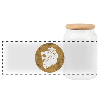 Tête de Lion de Juda dans cercle doré - Boîte à biscuits avec couvercle en bois - blanc - Devant