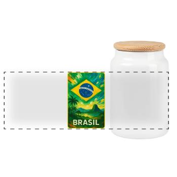 Brazil Flags Landscape Design - Panoramic Cookie Jar with Wooden Lid - white - Front