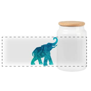 Mandala Namaste Elefant Yoga Indien Meditation om - Panorama Keksdose mit Holzdeckel - Weiß - Vorne