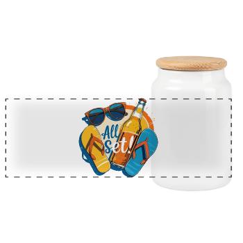 Sommer - Panorama Keksdose mit Holzdeckel - Weiß - Vorne