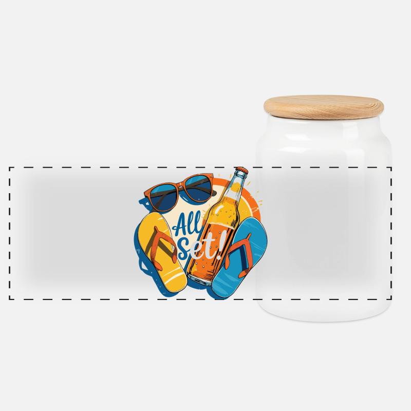 été - Boîte à biscuits avec couvercle en bois - blanc